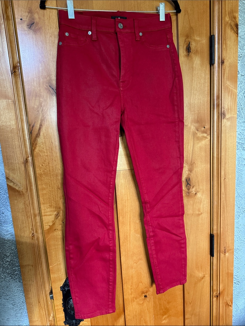 7 For All Mankind Red Wax High-Rise Jeans